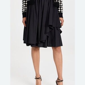 Tory Burch Black Ruffled Midi Skirt